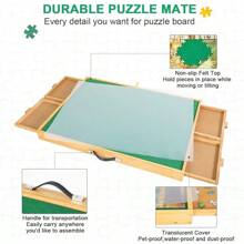 ALL4JIG 2000PCS Portable Puzzle Table With Legs, Adjustable Jigsaw Wooden Puzzle Board With 4 Drawers & Cover Birthday Gift For Mom, 3-Tilting-Angle Jigsaw Puzzle Table For Adults - 棕色 - 查看 5