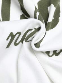 ChicMe 2 Pieces Letter Print Two Pieces Set Slash Neck Long Sleeve Pullover Shirt With Stretchy Waist Pants Athletic Casual Pants Set - Green - View 3