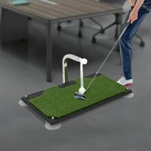 Quiltern 360° Rotating Golf Swing Trainer With Automatic Ball Return – 5 Adjustable Gears, 4 Suction Cups For Stability, Indoor Practice Mat For Home & Office Use - Green - View 2