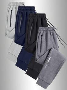 Men's Casual Trousers For Spring, Summer, Autumn And Winter, With Pockets And Zippers, Suitable For Daily Outings, Sports, Running, Hiking, Traveling And Casual Wear - Xám - Xem 1