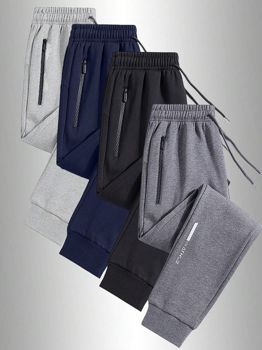 Men's Casual Trousers For Spring, Summer, Autumn And Winter, With Pockets And Zippers, Suitable For Daily Outings, Sports, Running, Hiking, Traveling And Casual Wear - Xám - Xem 1