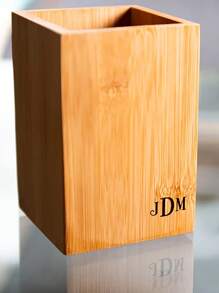 Customizable Logo Wooden Pen Holder, Personalized Pen & Pencil Stand | Teacher Appreciation Gift, Student, Coworker Festival Gift