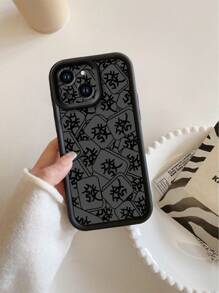 Chinese New Year 1pc Mahjong Tile Pattern Thick Anti-Fall Sandblasting Phone Case Compatible With Apple / / / Redmi / Infinix / Vivo - Black - View 2