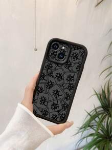 Chinese New Year 1pc Mahjong Tile Pattern Thick Anti-Fall Sandblasting Phone Case Compatible With Apple / / / Redmi / Infinix / Vivo - Black - View 6
