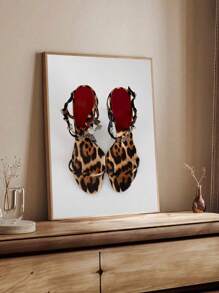 1PC Cheetah Heels Plakat Luksusowy Moda Slay Print Leopard Heels Czerwony Wall Art Glam Animal Print Y2k Decor Modny Projektant Prezent Dla Niej, Bez Ramki