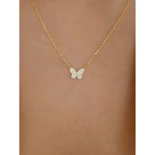 水钻蝴蝶吊坠项链，迷人项链，时尚设计，派对装饰，情人节礼物，送给爱人、女朋友、最好的朋友的礼物