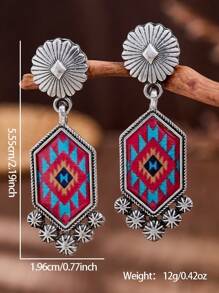 MONLOTTI 1 par de pendientes de aleación de estilo vintage vaquero occidental con totem geométrico, joyería de estilo bohemio para mujer, regalo de joyería retro MONLOTTI, regalo del Día de la Madre
