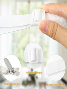 4pcs Adjustable Bed Sheet Fasteners (0.98 Inch X 51.1 Inch), Elastic Bed Sheet Straps, Bed Sheet Clips, Mattress Grippers, Fits Sheets, Mattresses, Sofas, Ironing Boards - White - View 8