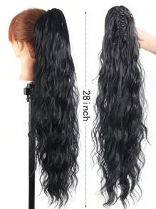 Claw Ponytail Extensions Hair Black Color 28 Inch Long Water Wave Hair Heat Resistant Fiber Synthetic Hairpiece For Women Girls Party Daily Use