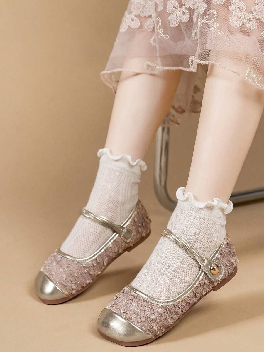 1 par de bailarinas Mary Jane lindas, dulces y elegantes con lentejuelas para niñas - Rosa - Ver 1