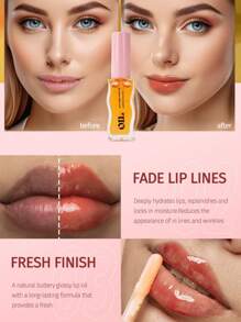 PAORPEVM 1/2PCS 8ml水果蜂蜜精华唇油持久保湿淡化唇纹唇彩透明珠光唇釉两种包装样式随机发货不影响使用送妈妈的礼物 - 彩色 - 查看 3