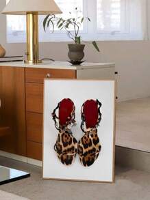 1PC Cheetah Heels Plakat Luksusowy Moda Slay Print Leopard Heels Czerwony Wall Art Glam Animal Print Y2k Decor Modny Projektant Prezent Dla Niej, Bez Ramki