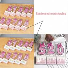 Bowknot Number Happy Birthday Candle Year Old Blue Pink Cute Cartoon Creative Birthday Cake Decoration Candle - Pink - View 2
