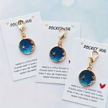 Móc khóa hình trăng lưỡi liềm và ngôi sao nhỏ xinh xắn kèm thiệp "Pocket Hug" - Lý tưởng cho sinh nhật, đám cưới, lễ tình nhân, lễ Phục sinh, ngày của mẹ và ngày của cha | Quà tặng lưu niệm móc khóa dễ thương - Nhiều màu - Xem 4