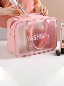 3 件套盥洗包、化妆包、防水化妆包、多功能收纳袋、便携式旅行收纳包、行李包、衣物收纳包，适用于化妆品、化妆工具、护肤品（如眉笔、眼影盘、口红、粉扑、化妆刷）夏季旅行、度假居家浴室装饰节日化妆品收纳包浴室配件返校