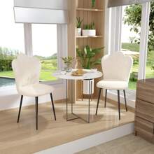 Lot de 2 Chaise pour salle à manger, Style scandinave et dossier ergonomique, Siège en tissu et Pieds en Métal, 45x46x91cm, Chaise multi-usage pour cuisine, salon, chambre et bureau, Couleur disponible: Beige, Vert, Rose - Beige - Voir 3