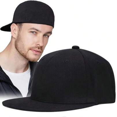 1 Stück Herren Schwarze Baseball Kappe mit geschlossenem Oberteil, modischer einfarbiger Hip Hop Hut, Outdoor Sonnenschutz Lässig Kappe geeignet für Frühlings-, Herbst-Ausflüge, Reisen, Strand, Party