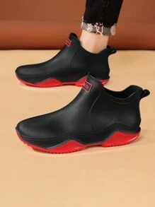 All Season Women Outdoor Sports Rain Boots, Slip-Resistant Waterproof , Fashionable Short Rain Boots, Couples Gardening/Kitchen/Work Safety Shoes - Red - View 2