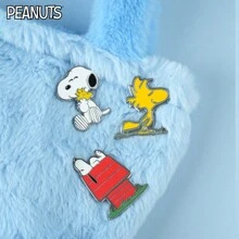 Peanuts 1/3 PCS 金属胸针珐琅别针可爱卡通情侣礼物小狗个性收藏品人物模型珠宝装饰背包书包服装布袋铅笔盒可爱时尚徽章适合男女日常佩戴情人节礼物 - 紅色 - 查看 2