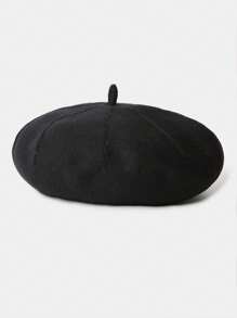 1pc Women Vintage Beret Hat, Large Circumference, Acrylic Knitted Cap, Versatile And Warm For Autumn/Winter - A - View 9