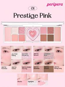 Peripera K-Beauty All Take Mood Like 调色板、多合一化妆调色板、眼影调色板、哑光闪光眼影、腮红、高光、眼影、日常化妆、韩国化妆