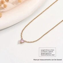 VceTd Bộ 3 dây chuyền thiết kế lãng mạn kiểu Pháp, dây chuyền mặt thép không gỉ với đồ trang trí bằng thủy tinh hình trái tim nhiều màu sắc, thích hợp cho các quý cô đeo trong đám cưới hoặc làm quà tặng ngày lễ tình nhân cho những người yêu nhau - Vàng - Xem 10