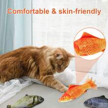 Floppy Fish Cat Toy, Moving Cat Kicker Fish Toy, Cat Toys Flopping Fish With Silver Vine And Catnip, Motion Kitten Interactive Exercise Toys For Indoor Cats, Wiggle Fish Catnip Toys - cá chép đỏ - Xem 7