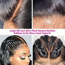 TAHIKIE 360 Lace Front Wigs Pre Plucked 180% Density Human Hair 360 Full HD Lace Frontal Wigs Body Wave Wig For Women With Baby Hair Natural Color (16-36 Inch, Natural Color ) - Natural Black - View 11