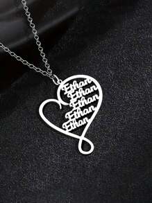 1 pieza Collar de árbol del amor de acero inoxidable personalizado con letras inglesas personalizadas, se puede personalizar con 1-5 colgantes en forma de corazón, estilo bohemio elegante, opción perfecta para regalos del Día de San Valentín y cumpleaños - Multicolor - Ver 2