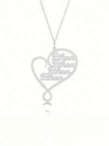 1 pieza Collar de árbol del amor de acero inoxidable personalizado con letras inglesas personalizadas, se puede personalizar con 1-5 colgantes en forma de corazón, estilo bohemio elegante, opción perfecta para regalos del Día de San Valentín y cumpleaños - Multicolor - Ver 6