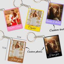 1pc Personalized Letter Acrylic Photo Keychain, Customized Couple/Name/Text Color Acrylic Keyring, Valentine's Day, Graduation, Birthday, Anniversary, Father's Day, Mother's Day, Best Friend, Gift For Him/Her