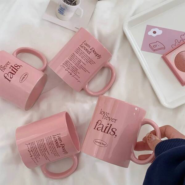 1pc Minimalist Ceramic Cup, Pink Mug