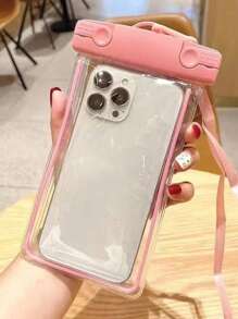 2 件粉色和白色夜光防水手机袋、手机防水袋、游泳外卖挂脖手机袋、荧光手机袋、户外运动游泳漂浮气囊水下摄影手机壳、手机防水袋、手机袋沙滩手机袋适用于 14 13 12 等手机（粉色和白色） - 彩色 - 查看 2