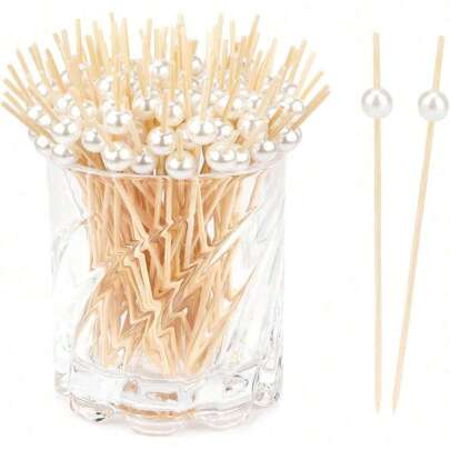 200/100/50/20/10 件装白色 4.7 英寸手指食物签、水果串、三明治签、木制牙签，适用于派对、开胃菜、生日、婚礼、俱乐部、水果、纸杯蛋糕、汉堡、烧烤小吃、甜点