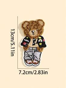 1 pieza Parche bordado de oso mini lindo, aplicación decorativa para planchar en camiseta, sudadera, chaqueta, ropa - Multicolor - Ver 7