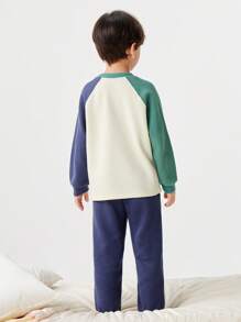 mini bala 男童睡衣套装，亲肤柔软的家居服 - 深藍 - 查看 3