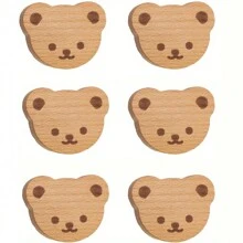 6/12 件波西米亚风格梳妆台把手，可爱山毛榉动物抽屉把手，适用于橱柜、家具装饰，带安装螺丝 - 杏色 - 查看 10