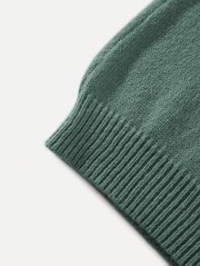 Plus Size Elegant Pearl Embellished Knitted Pullover Sweater For Women, Autumn/Winter - Green - View 7