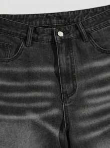 Black Star Print Men's Denim Shorts, Summer Jorts