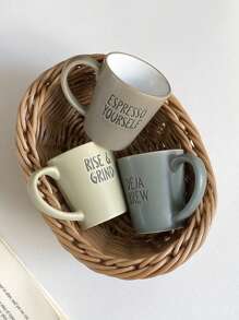 1pc 68ml Retro Mini Italian Espresso Cup, Ceramic Letter Decor Small Tea Cup, Suitable For Coffee Shop, Home Coffee Maker, Afternoon Tea, Gift - Multicolor - View 10