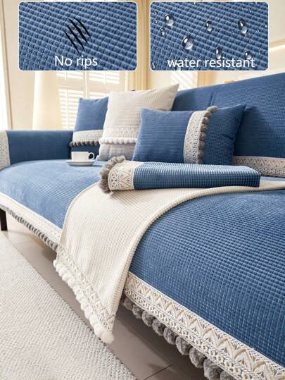 1pc Universal 4-Season Sofa Cushion Cover, Modern Simple Dust-Proof Anti-Slip Spill-Resistant Chenille Sofa Seat Protector, Washable, Warm, Non-Fading, Pet-Friendly, Fits Bedroom/Office/Living Room Sectional Sofas, L-Shaped Sofas And 1/2/3/4 Seat Sofas