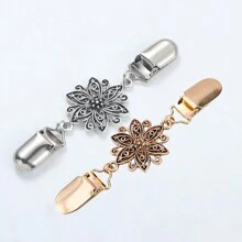 2 件/4 件复古花卉印花开衫领口胸针