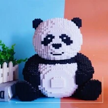 12000pcsFlower Panda Giant Panda Cute Animal DIY Puzzle Decoration 3D Stereo Puzzle Take Flower Panda Puzzle Building Blocks Birthday Gift For Parties And Gifts - Model - View 6