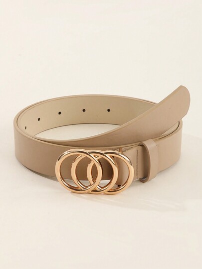 1pc Stylish Women's Waist Belt With 3 Gold Buckles, Casual, Fashionable, Suitable For Various Occasions, Holidays, Business, Daily Wear, Parties Summer, School Fall, Autumn, Halloween