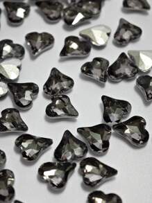 50Pcs K9 Glass Diamonds, Asymmetrical Heart Shape, Pointed Back Gemstone, Shiny White Gray Clear Crystal, For DIY Manicure, Jewelry Making, Earrings, Hair Accessories, Fashion Accessories, Nail Art Supplies, Nail Accessories, Nail Stuff