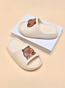 Kids Foam Slippers, Lightweight Anti-Slip Soft Bottom Cute Cartoon, Suitable For Boys & Girls, Comfortable Indoor Home Casual Quick-Dry Slip-On Beach Sandals - Beige - View 7
