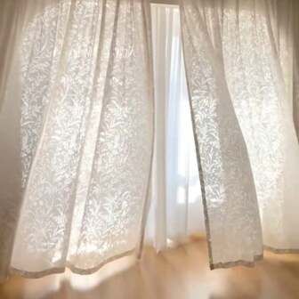 1 Pc Beige Minimalist Modern Jacquard Sheer Curtain, Translucent Versatile Elegant Soft Voile Drape For Living Room, Bedroom, Bay Window, Balcony, Hotel Decoration, No Track Or Rod Included