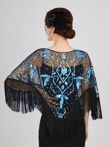 1920s Shawl Wraps Gatsby Beaded Evening Cape Bridal Shawl For Evening Dresses Wedding Party