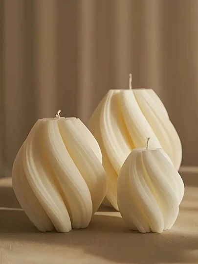 [完美的礼物香薰蜡烛] 大豆和蜂蜡香薰蜡烛 - 几何波浪设计，扭曲螺旋抽象艺术，非常适合情人节、生日等 - 室内/室外使用