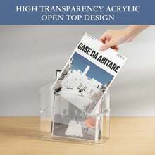 Acrylic Magazine Holder, Transparent Acrylic Magazine File Rack, Suitable For Magazines, Books, Newspapers, Letters, Homes, Offices, Portable Floor Mounted Magazine Rack - Transparent - View 5